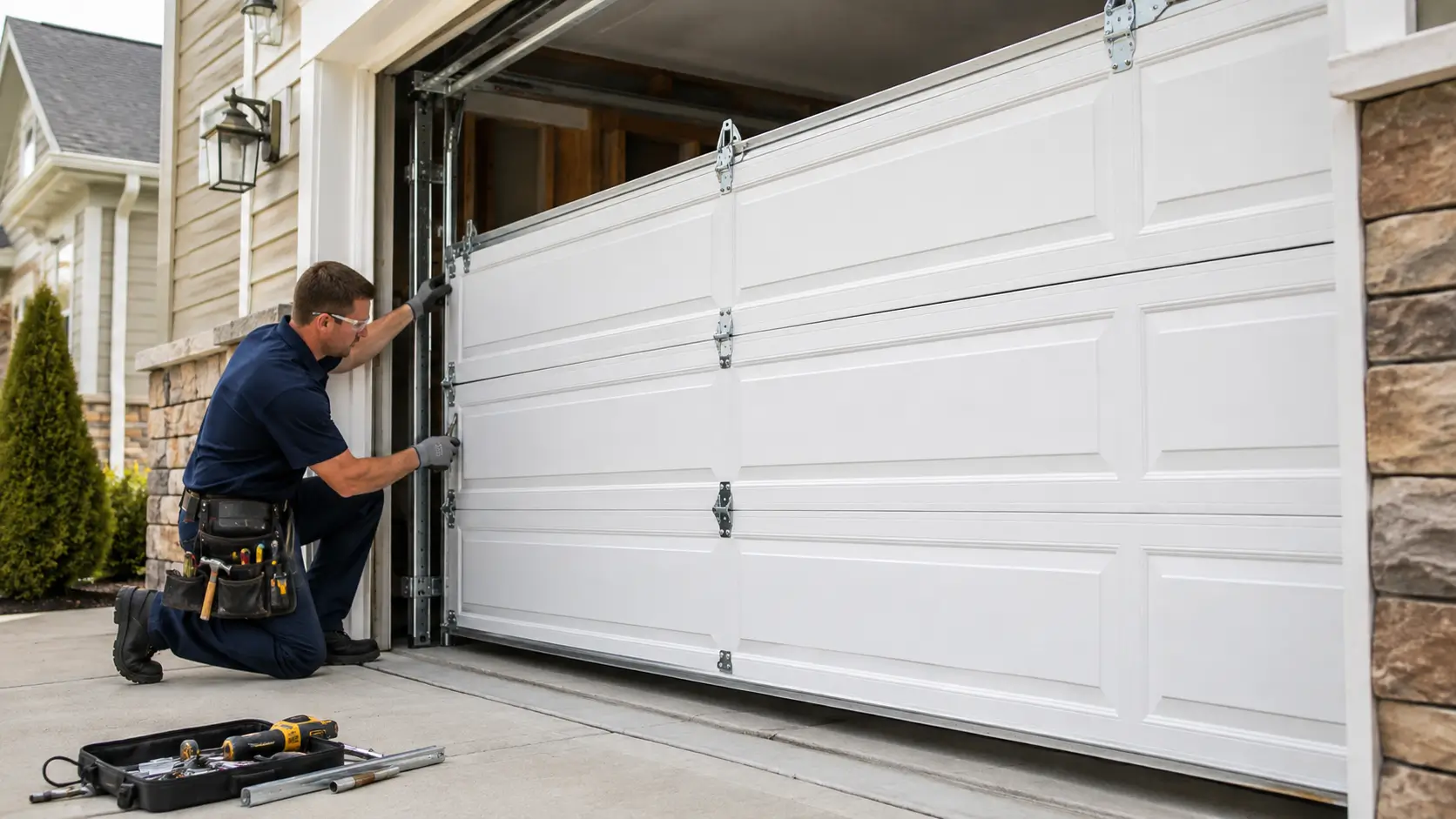 Garage door hardware prepared for professional installation in Plainfield Indiana