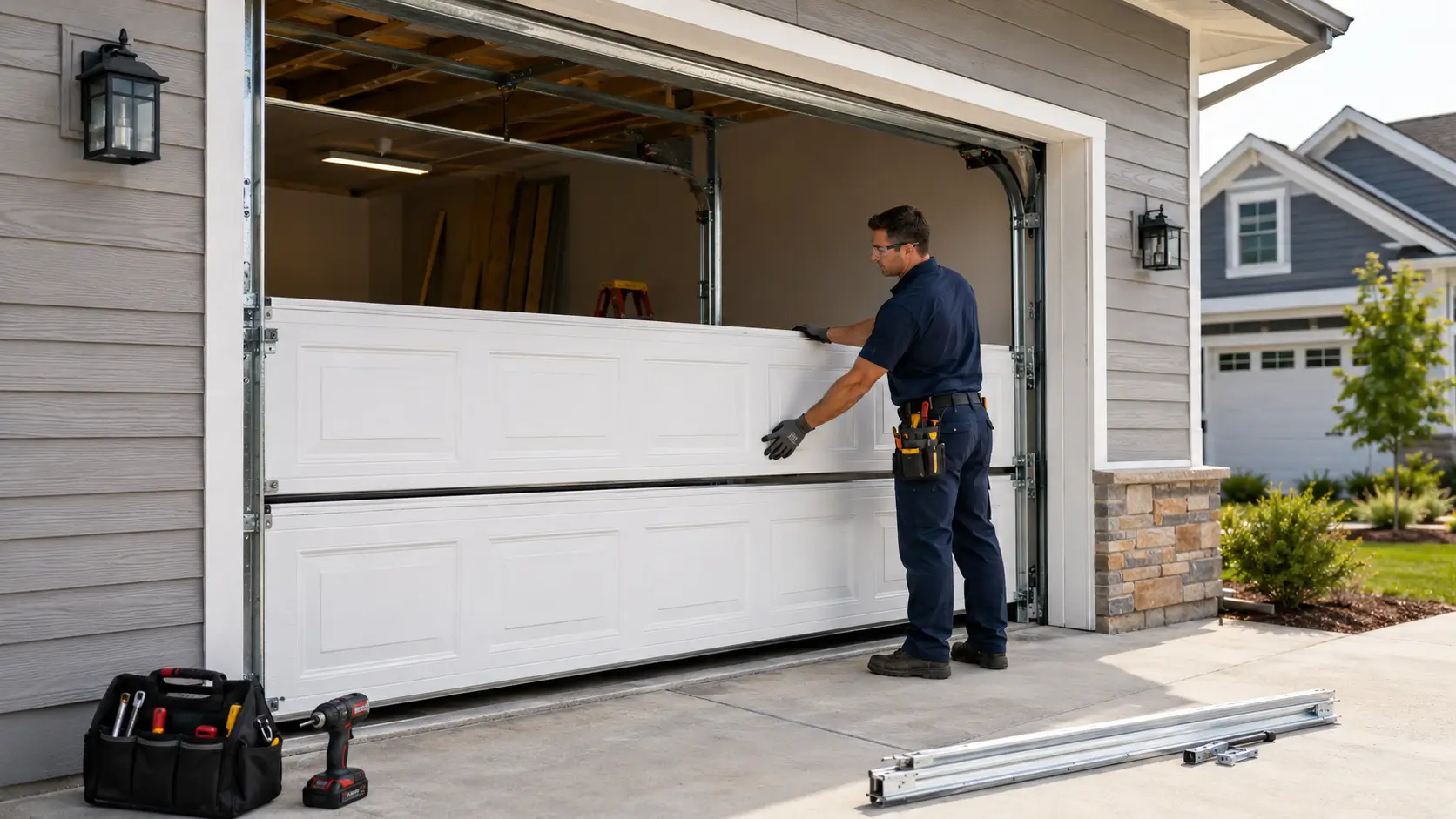 New residential garage door installation at a Plainfield Indiana home