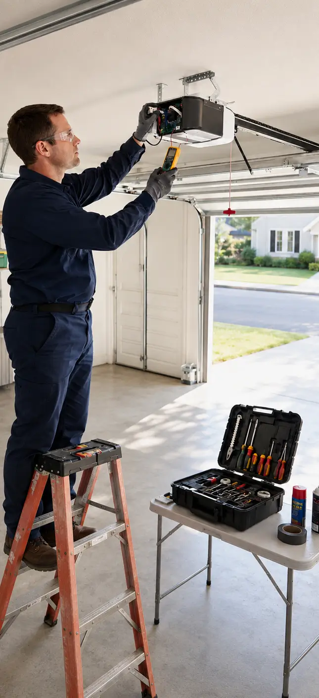 Garage Door Plainfield IN technician performing preventive opener motor maintenance