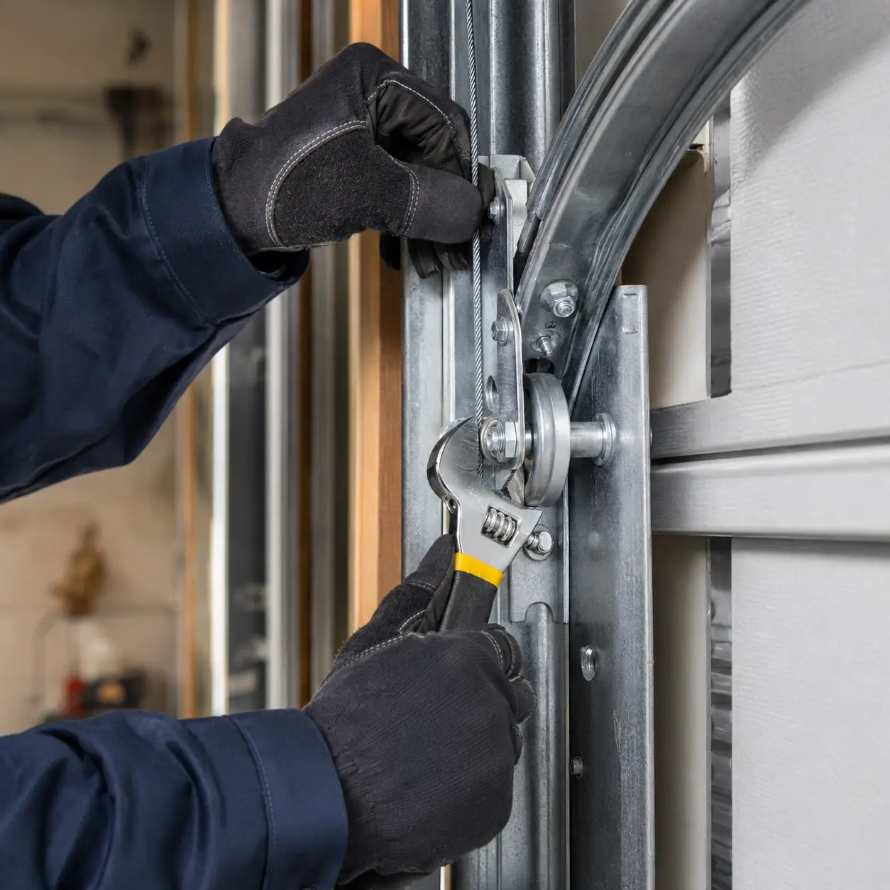 Technician providing professional garage door repair in Plainfield Indiana