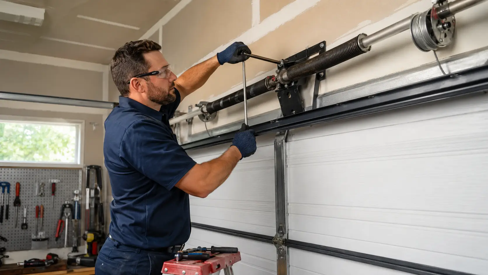 Garage door torsion spring repair performed safely in Plainfield Indiana