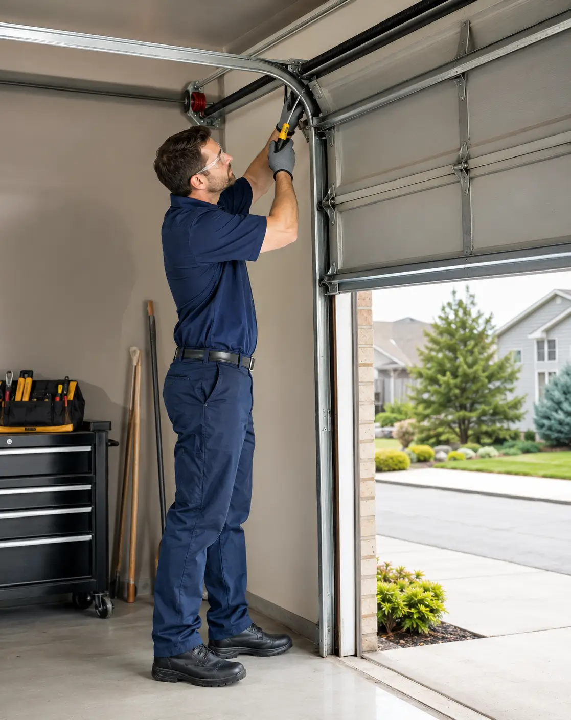 Garage Door Plainfield IN technician performing preventive maintenance
